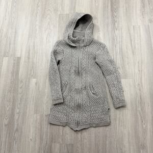 Original Aran Co Knit Coat Cardigan Womens Extra Small 100% Merino Wool Full Zip